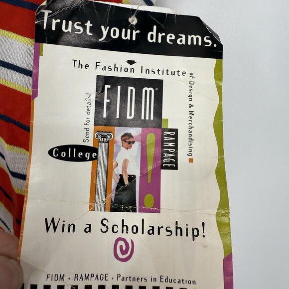 Rampage Vintage Deadstock Crop Top size Medium Highneck Red multi Stripe zipper - Picture 6 of 11